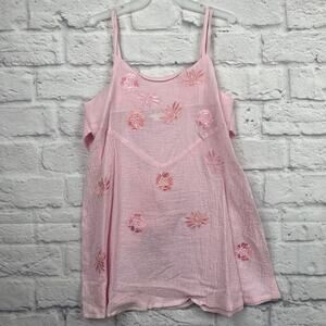 E3025 Light pink spaghetti strap dress with floral embroidery size 4T